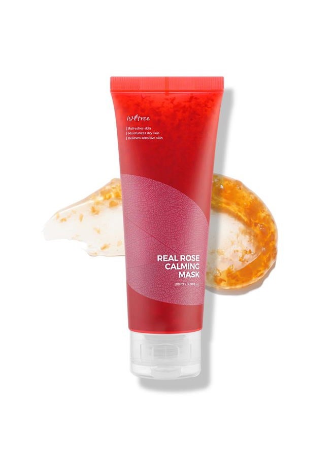 ISNTREE Real Rose Calming Face Mask 3.38 fl. oz. | Moisturizing Nourishing & Soothing 60% Damask Rose Water, Amino Acids Complex Hyaluronic Acid | Remove Dead Skin Cells Pore Build-ups | Korean Skin C - Image 1