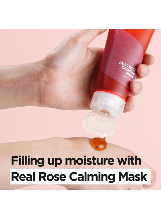 ISNTREE Real Rose Calming Face Mask 3.38 fl. oz. | Moisturizing Nourishing & Soothing 60% Damask Rose Water, Amino Acids Complex Hyaluronic Acid | Remove Dead Skin Cells Pore Build-ups | Korean Skin C - Image 4