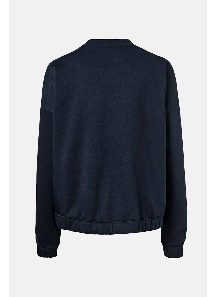 Tchibo Women Crew Neck Plain Sweater, Navy  - Image 3