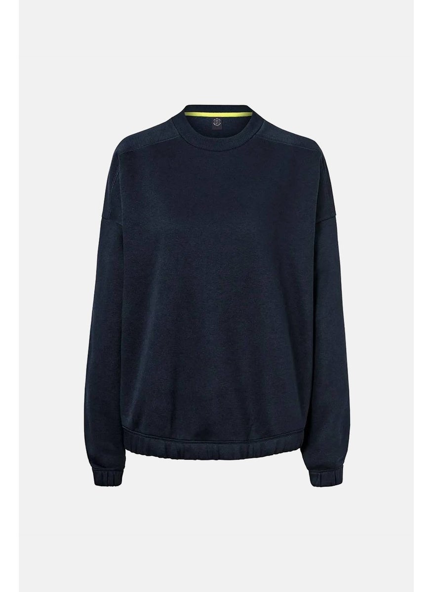 Tchibo Women Crew Neck Plain Sweater, Navy  - Image 2