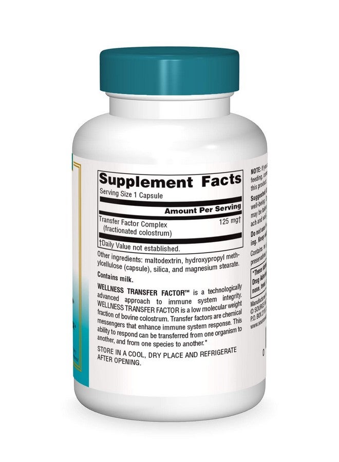 سورس ناتشورالز Source Naturals Wellness Transfer Factor، يدعم استجابة الجهاز المناعي* 125 مجم - 60 كبسولة نباتية - Image 3