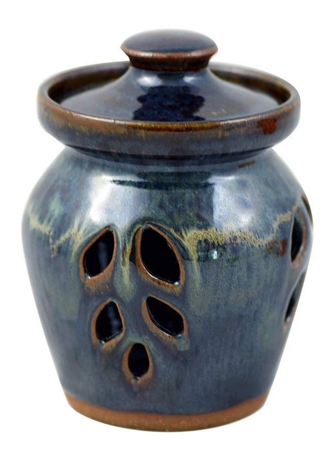 Modern Artisans مرطبان لحفظ الثوم مصنوع من الخزف الحجري الأمريكي من Modern Artisans باللون الأزرق الداكن - Image 1