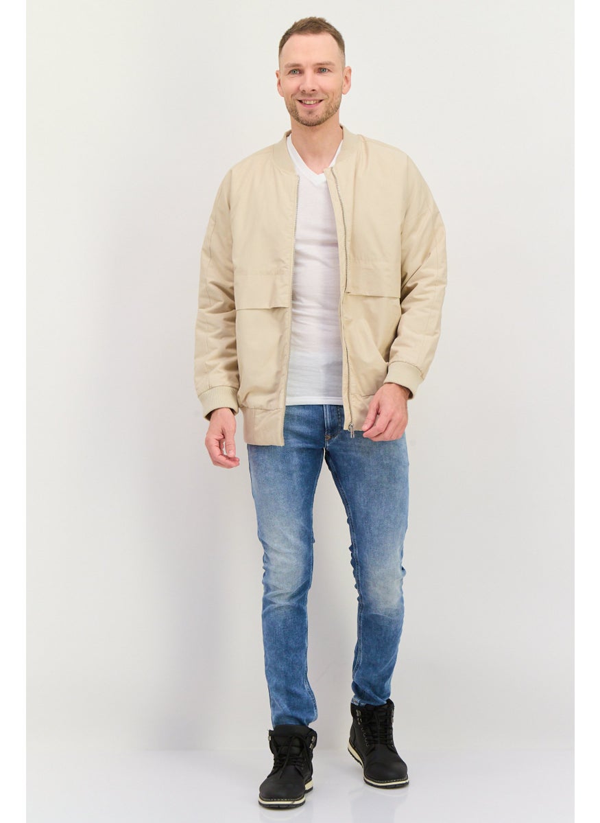 ESPRIT - Men Solid Soft Shell Jacket, Beige - Image 1