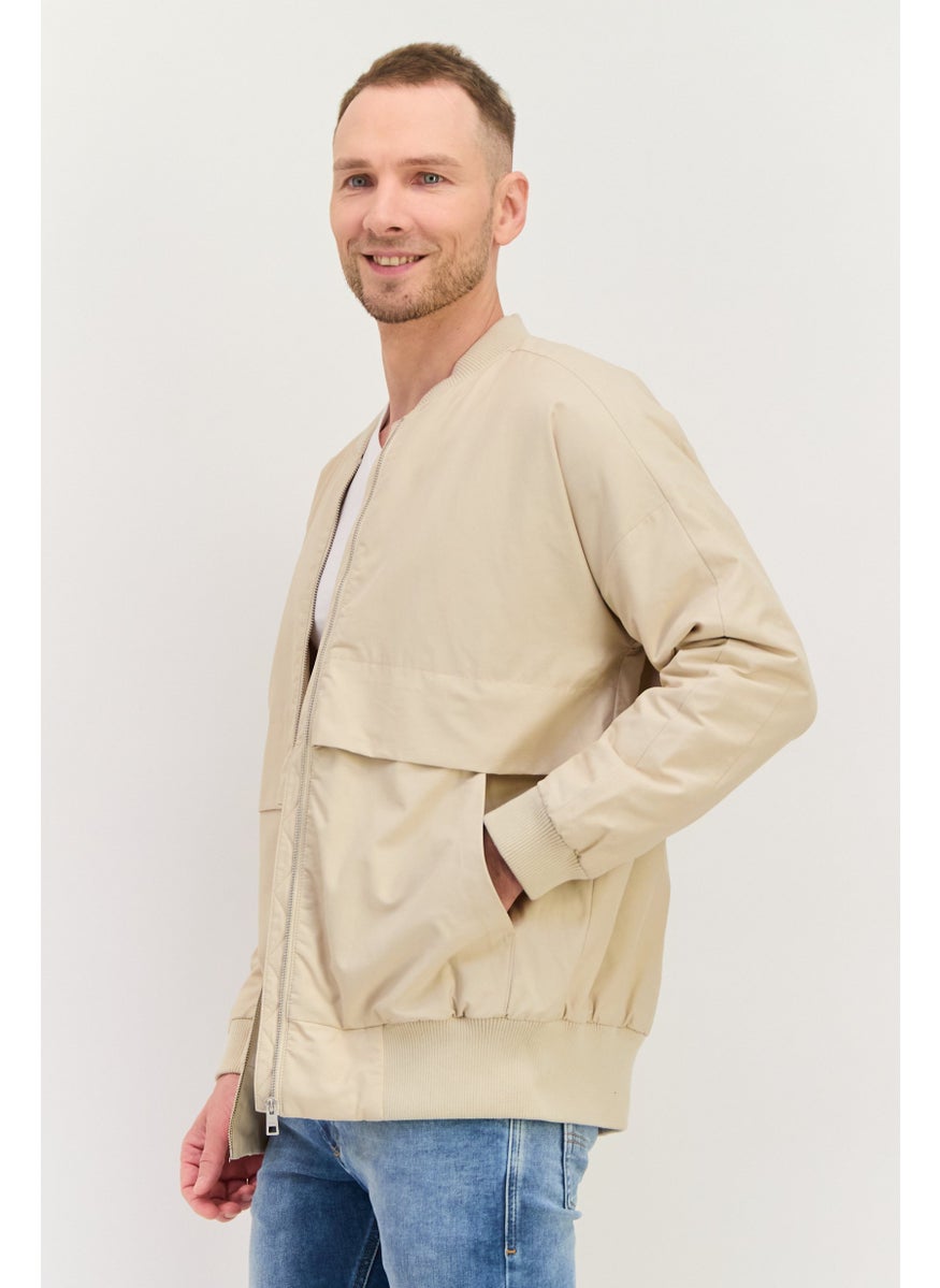 ESPRIT - Men Solid Soft Shell Jacket, Beige - Image 1