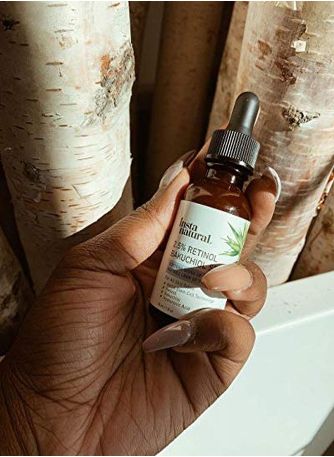 Instanatural سيروم للوجه والبشرة مع باكوشيول لتقليل المسام ومكافحة الشيخوخة والعناية بالخطوط الدقيقة والتجاعيد لبشرة تبدو أصغر سناً بديل طبيعي لسيروم الوجه حمض الهيالورونيك ونياسيناميد  - Image 4