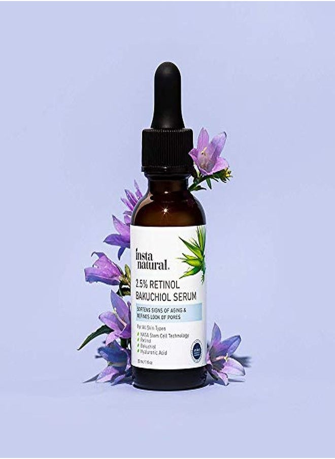 Instanatural سيروم للوجه والبشرة مع باكوشيول لتقليل المسام ومكافحة الشيخوخة والعناية بالخطوط الدقيقة والتجاعيد لبشرة تبدو أصغر سناً بديل طبيعي لسيروم الوجه حمض الهيالورونيك ونياسيناميد  - Image 2