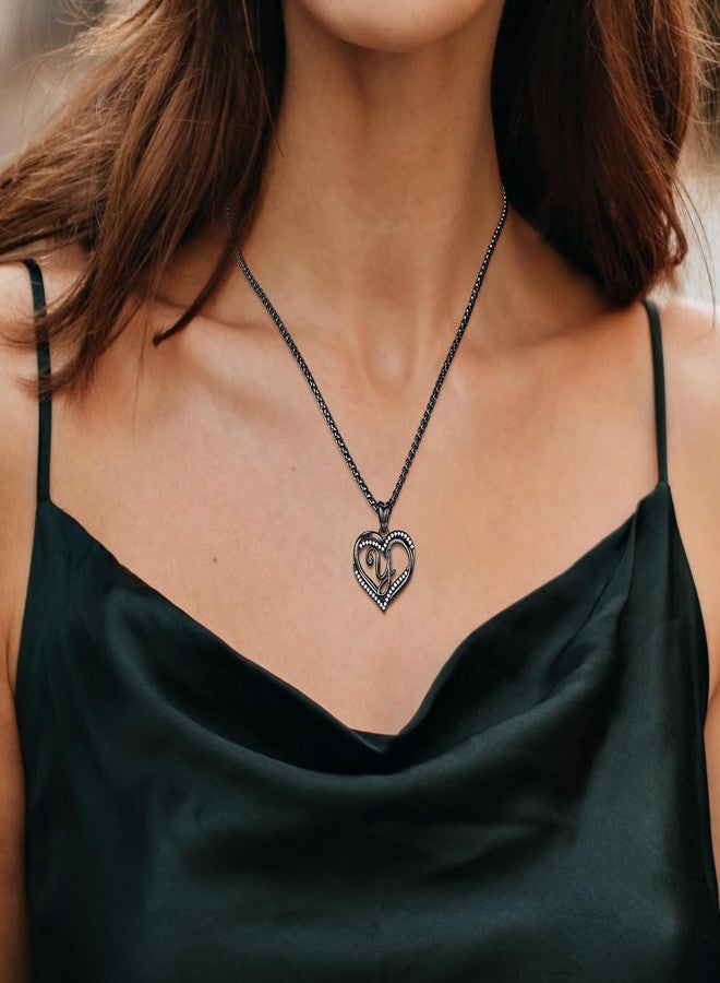INFUSEU Y Initial Necklace for Women Trendy Stuff Goth Gifts Letter Jewelry Black Heart Pendant Teen Adolescent Teenager Youngagers Young Girlfriend Birthday Female Unique - Image 4