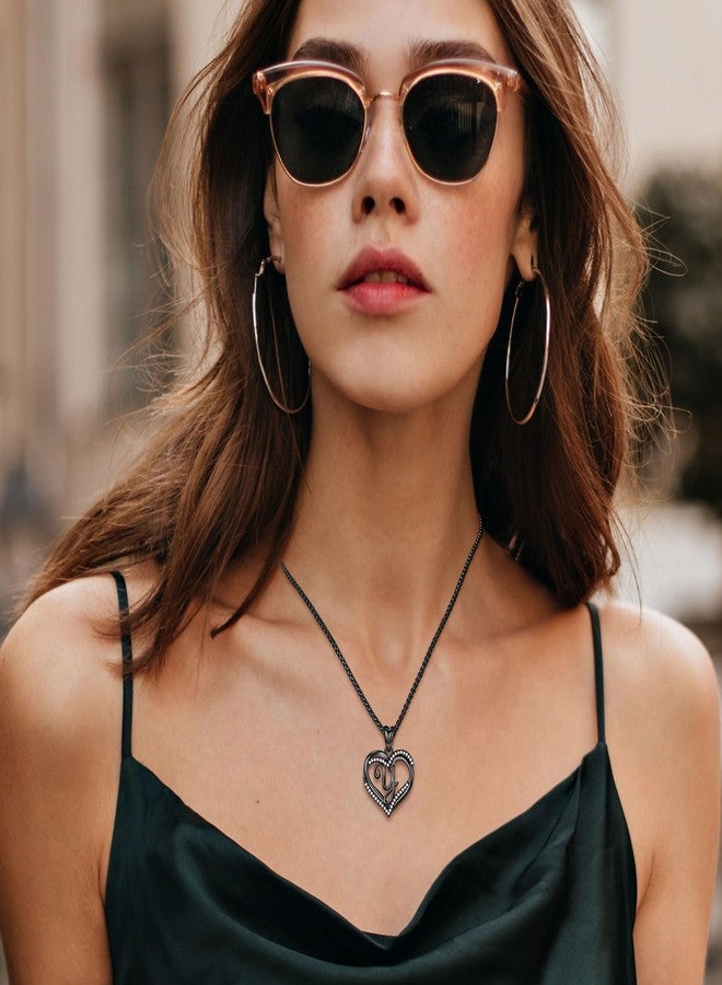 INFUSEU Y Initial Necklace for Women Trendy Stuff Goth Gifts Letter Jewelry Black Heart Pendant Teen Adolescent Teenager Youngagers Young Girlfriend Birthday Female Unique - Image 5
