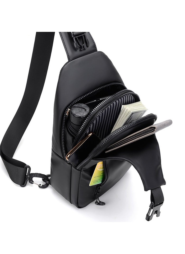 Weixer Black Trendy Multifunction Belt Bag Hands-Free Mini Storage Pack for Sling Crossbody Bag Small Shoulder Backpack for Men Waterproof Slim Chest Bags Casual Daypack for Travel Cycling  - Image 2