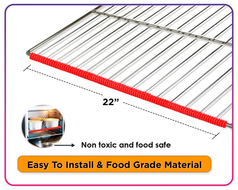 VLA Silicone Oven Rack Shields Extra Long Oven Rack Protectors, 22 Inches Heat Resistant Oven Rack Edge Protector Guard Cover Full Length Fit on Standard-Sized Ovens (Red, 2 Pack - 22 Inches) - Image 2