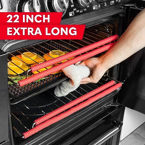 VLA Silicone Oven Rack Shields Extra Long Oven Rack Protectors, 22 Inches Heat Resistant Oven Rack Edge Protector Guard Cover Full Length Fit on Standard-Sized Ovens (Red, 2 Pack - 22 Inches) - Image 5
