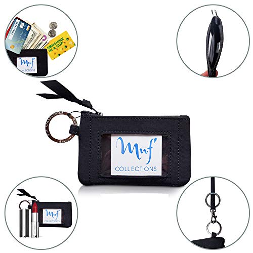 MNF Collections Lanyard Wallet - Zip ID Case with Lanyard - ID Case Wallet for Cash, Cards, Coin - Microfiber - Black - Image 4