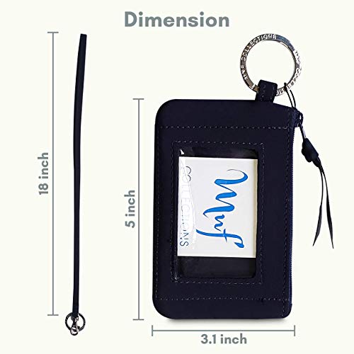 MNF Collections Lanyard Wallet - Zip ID Case with Lanyard - ID Case Wallet for Cash, Cards, Coin - Microfiber - Black - Image 3