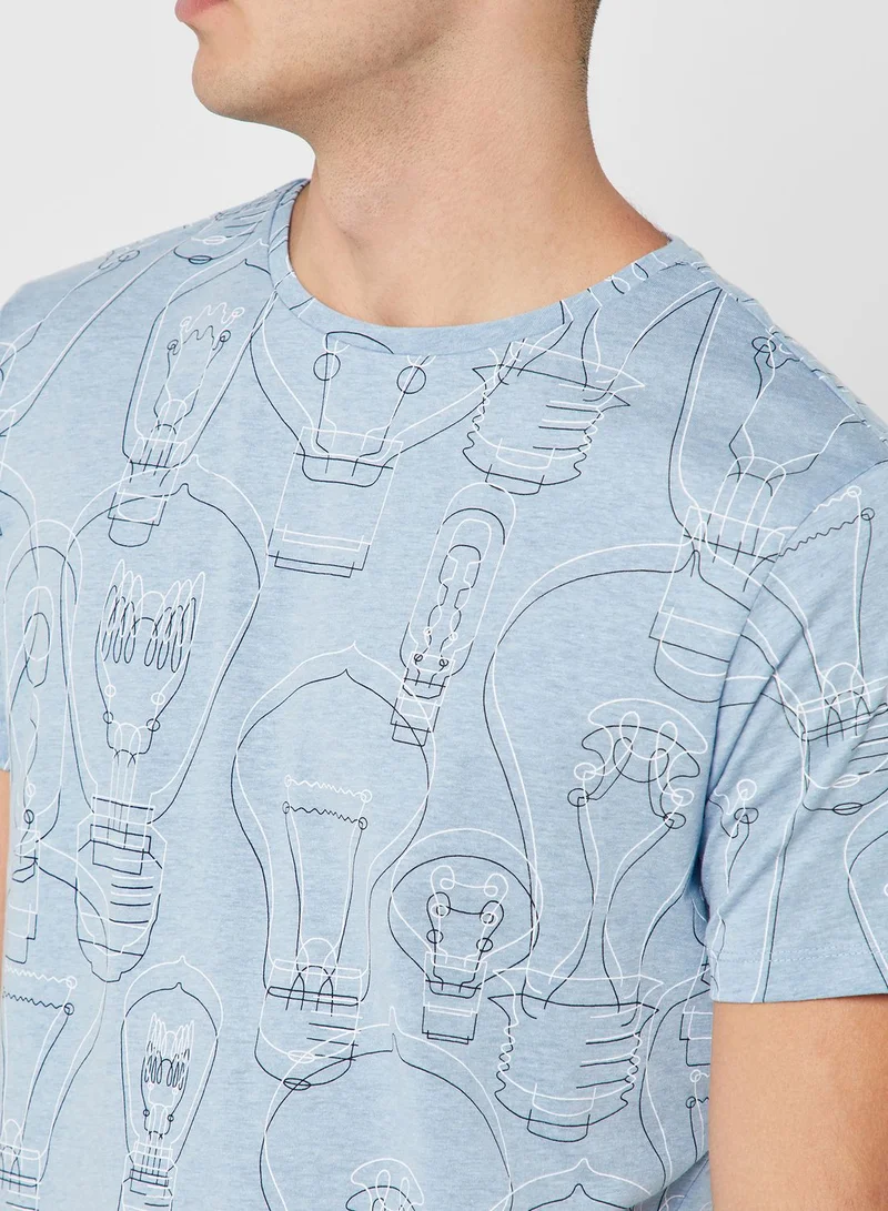 Reserved Bulb AOP Crewneck T-Shirt