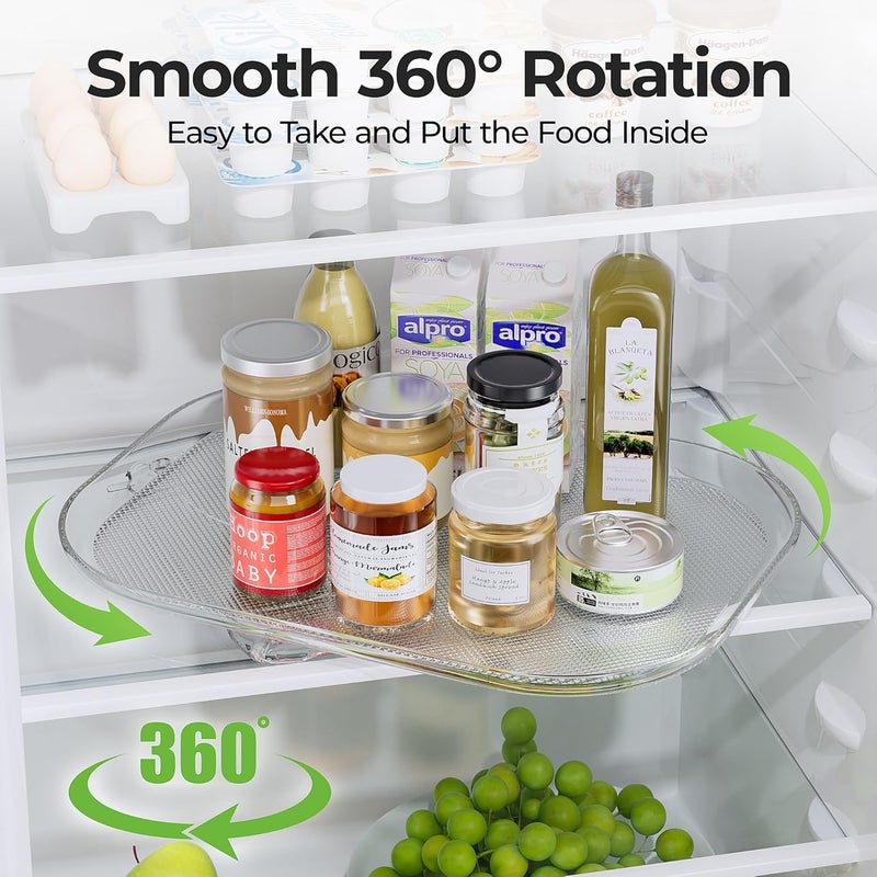 LAMU Lazy Susan Organizer 14.56''x11'' for Refrigerator Organizers and Storage Fridge Organization, Turntable Condiment Organizer for Kitchen, Table Top, Cabinet, Pantry, Countertop, 1 Pack - Image 3