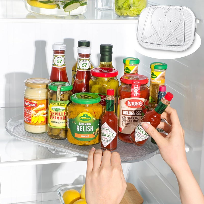 LAMU Lazy Susan Organizer 14.56''x11'' for Refrigerator Organizers and Storage Fridge Organization, Turntable Condiment Organizer for Kitchen, Table Top, Cabinet, Pantry, Countertop, 1 Pack - Image 1