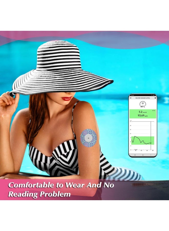 SYOSI 36 Pack Adhesive Patches for Libre 2 Sensor, Waterproof Mandala Floral CGM Covers, Sweatproof Colored Sensor Protection with Split Backing - Image 5