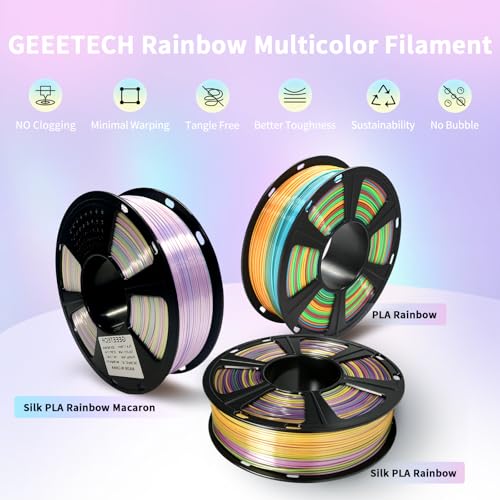 Geeetech Rainbow PLA Filament 1.75mm, 3D Printer Multicolor Filament, Color Changing Filament 1kg (2.2lbs) 1 Spool, Dimensional Accuracy +/- 0.02 mm - Image 3