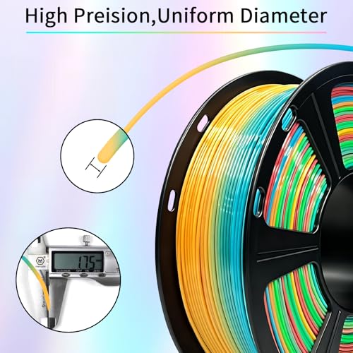 Geeetech Rainbow PLA Filament 1.75mm, 3D Printer Multicolor Filament, Color Changing Filament 1kg (2.2lbs) 1 Spool, Dimensional Accuracy +/- 0.02 mm - Image 5