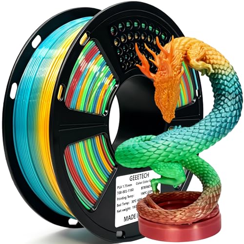 Geeetech Rainbow PLA Filament 1.75mm, 3D Printer Multicolor Filament, Color Changing Filament 1kg (2.2lbs) 1 Spool, Dimensional Accuracy +/- 0.02 mm - Image 1