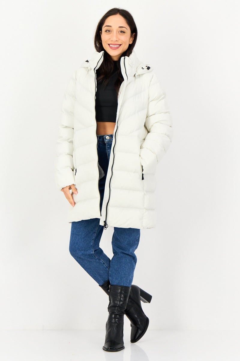 GEOX Women Quilted Long Sleeve Puffer Jacket, White - Image 4