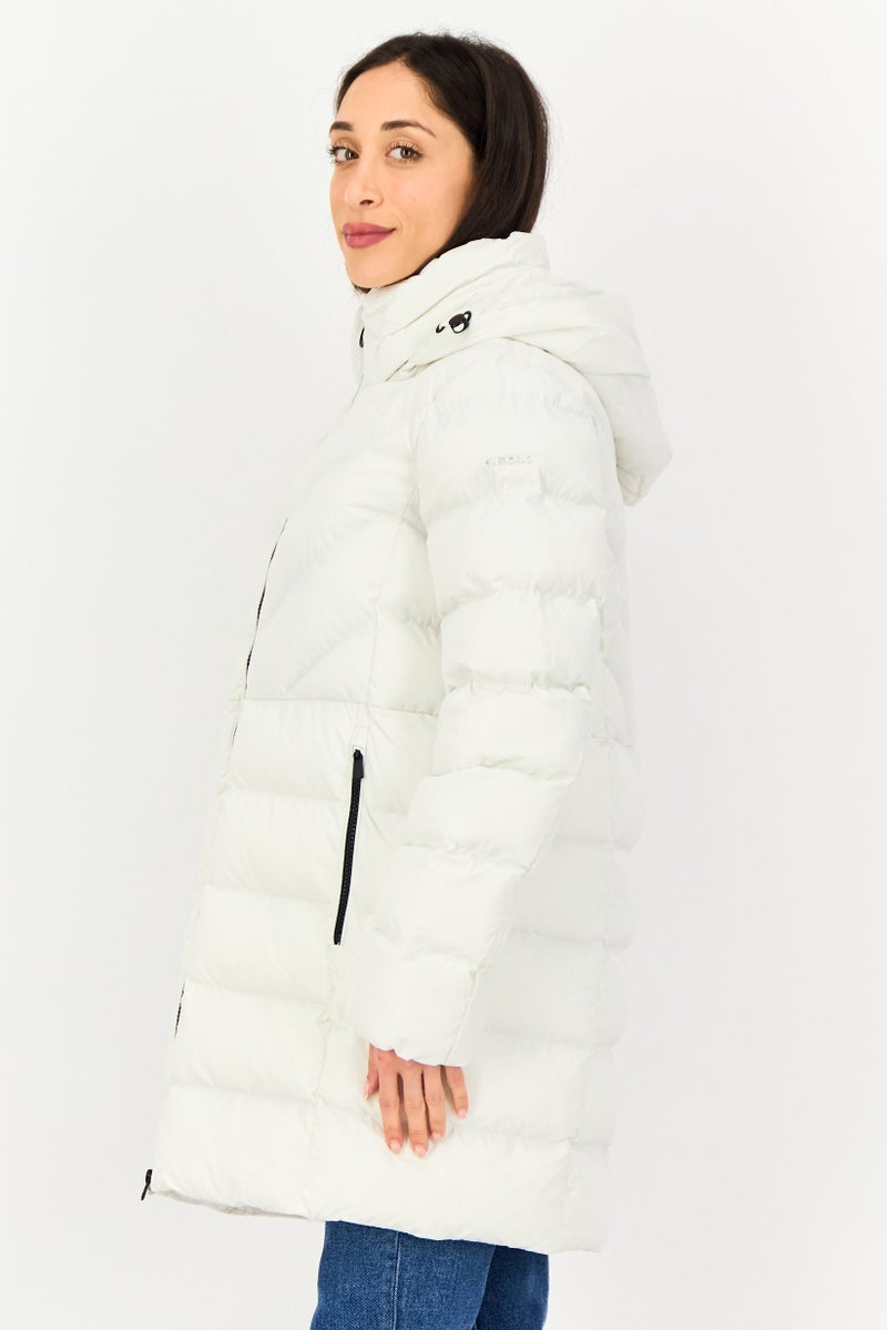 GEOX Women Quilted Long Sleeve Puffer Jacket, White - Image 3