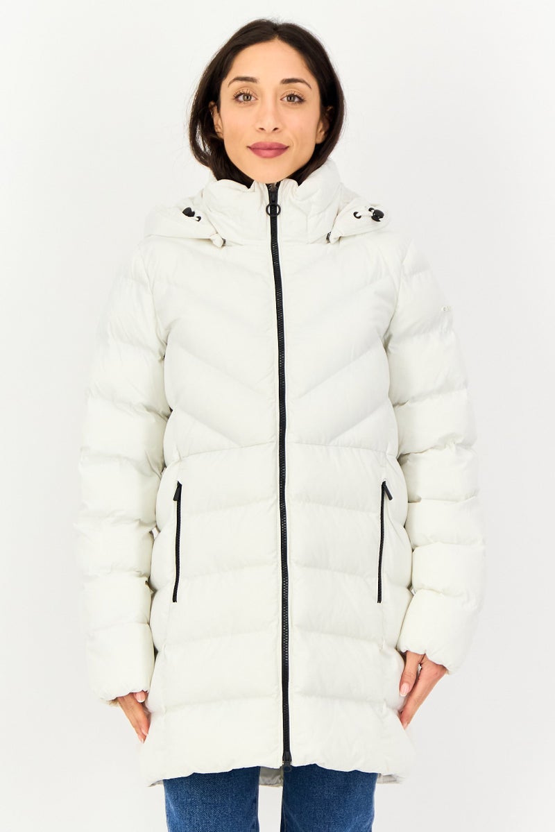 GEOX Women Quilted Long Sleeve Puffer Jacket, White - Image 1
