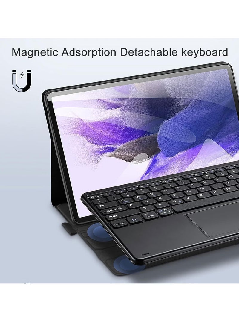 Keyboard Case for Samsung Galaxy Tab S9 Plus 12.4 Inch 2023 – Premium PU Leather Cover, Detachable Bluetooth Keyboard with Smart Trackpad, Magnetic Adsorption for Seamless Typing Experience