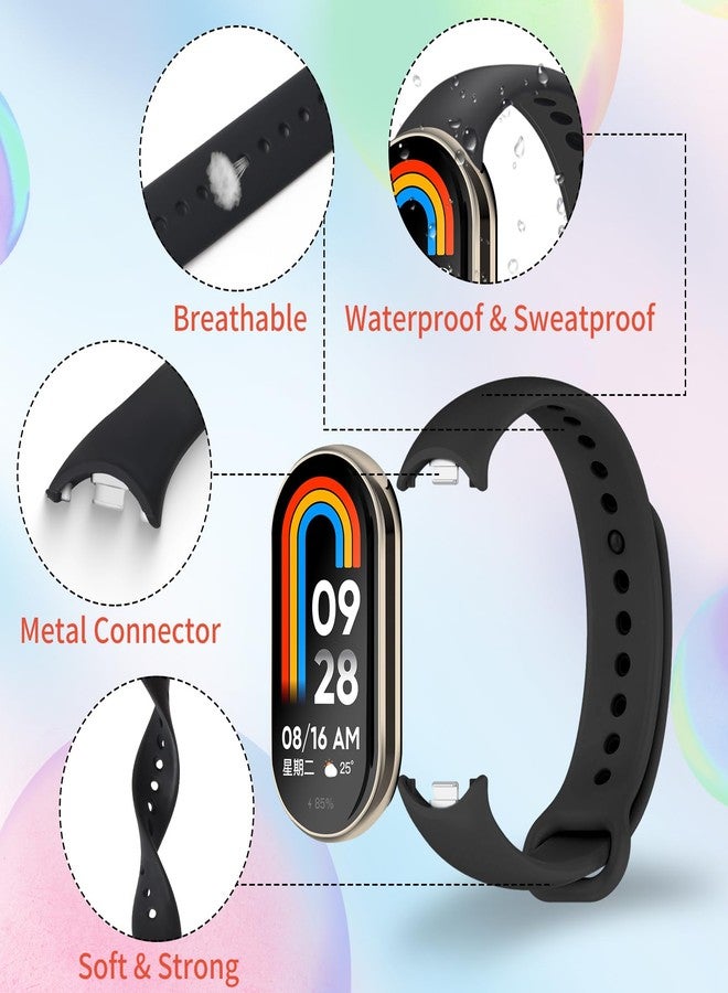 مجموعة من 8 أحزمة لساعات Mi Band 10/9/8، أحزمة بديلة ناعمة من مادة TPU مع مشبك آمن مضاد للضياع، أحزمة معصم رياضية مريحة لساعات Xiaomi Mi Smart Band 10/9/8 (8 ألوان) - Image 3