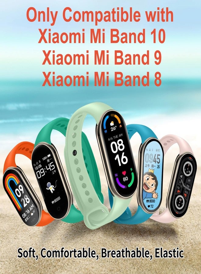 مجموعة من 8 أحزمة لساعات Mi Band 10/9/8، أحزمة بديلة ناعمة من مادة TPU مع مشبك آمن مضاد للضياع، أحزمة معصم رياضية مريحة لساعات Xiaomi Mi Smart Band 10/9/8 (8 ألوان) - Image 2