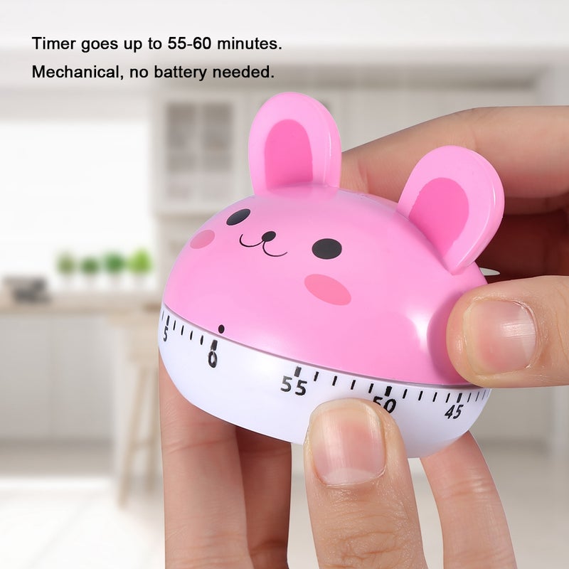 Mechanical Cooking Timer Manual Animal Shape Counters for Kitchen Timing Tool(Pink Rabbit) - Image 3