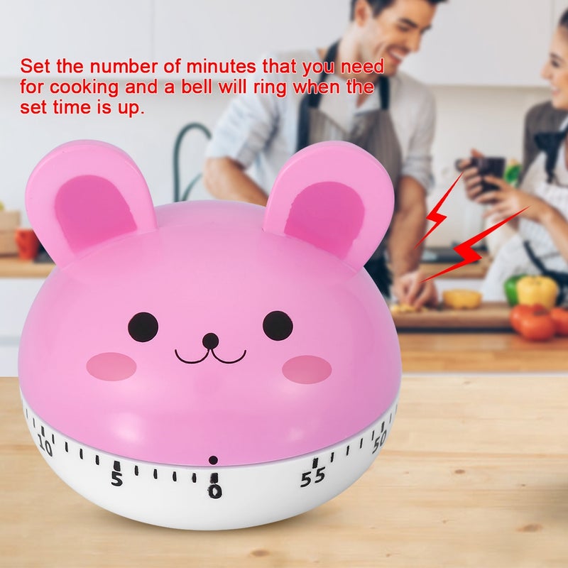 Mechanical Cooking Timer Manual Animal Shape Counters for Kitchen Timing Tool(Pink Rabbit) - Image 2