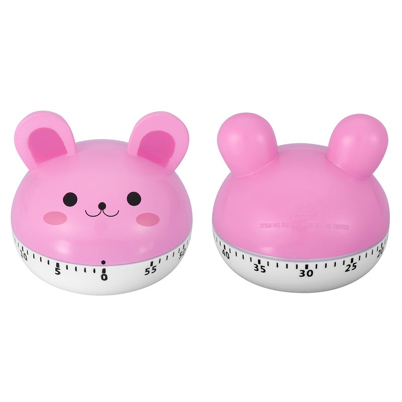 Mechanical Cooking Timer Manual Animal Shape Counters for Kitchen Timing Tool(Pink Rabbit) - Image 4