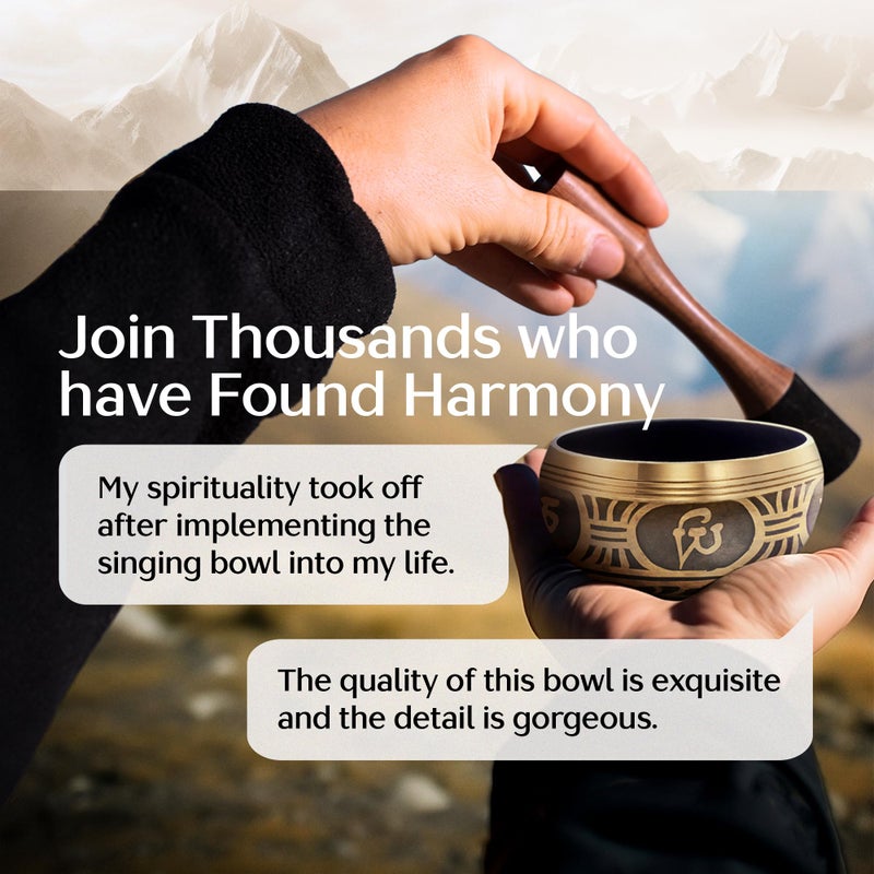 Silent Mind Handmade Tibetan Etched Singing Bowl Set â€“ Sound Bowl & Meditation Bowl with Cushion, Mallet & Guide â€“ Spiritual Healing Products â€“ Meditation Sound Bath Kit â€“ Portable Sound Therapy Tool - Image 3
