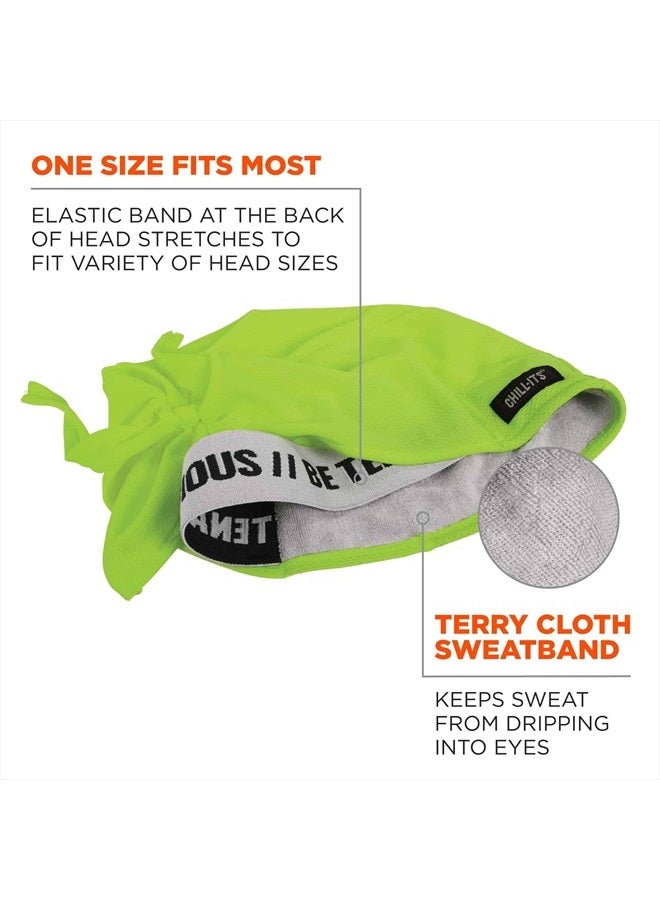 Ergodyne Chill-Its 6615 Performance Bandana Do Rag Skull Cap, Terry Cloth Sweatband, Moisture Wicking,Lime - Image 3
