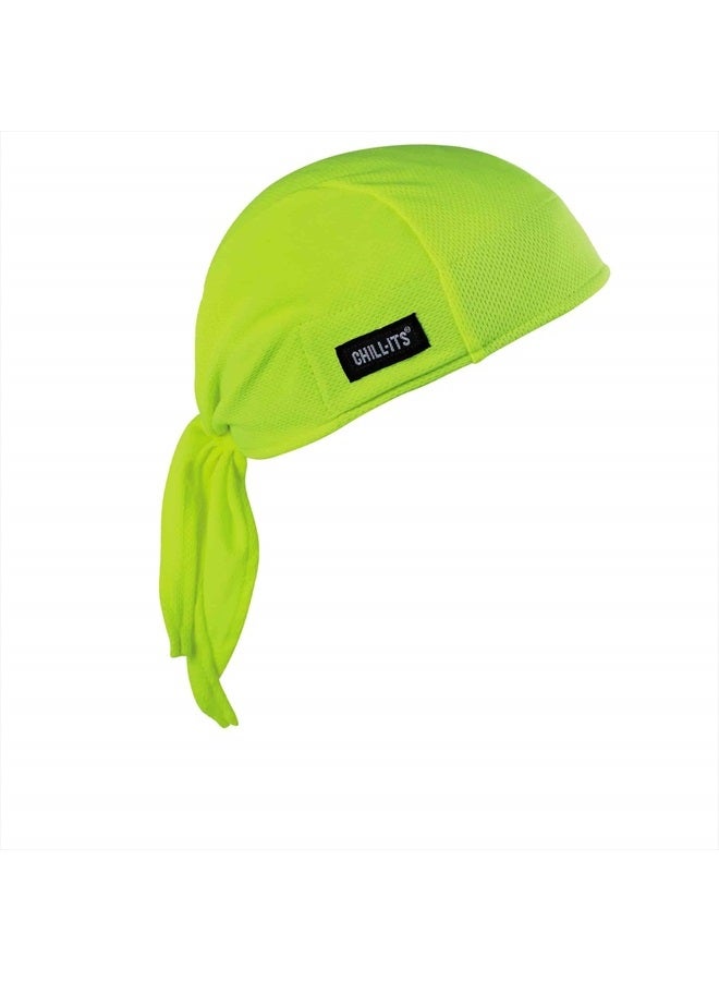 Ergodyne Chill-Its 6615 Performance Bandana Do Rag Skull Cap, Terry Cloth Sweatband, Moisture Wicking,Lime - Image 1