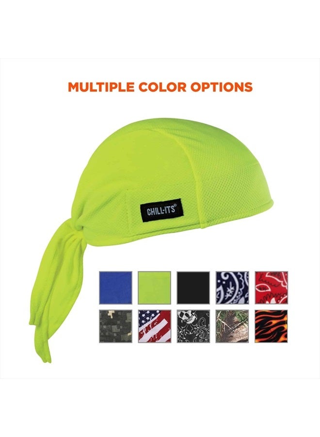 Ergodyne Chill-Its 6615 Performance Bandana Do Rag Skull Cap, Terry Cloth Sweatband, Moisture Wicking,Lime - Image 5
