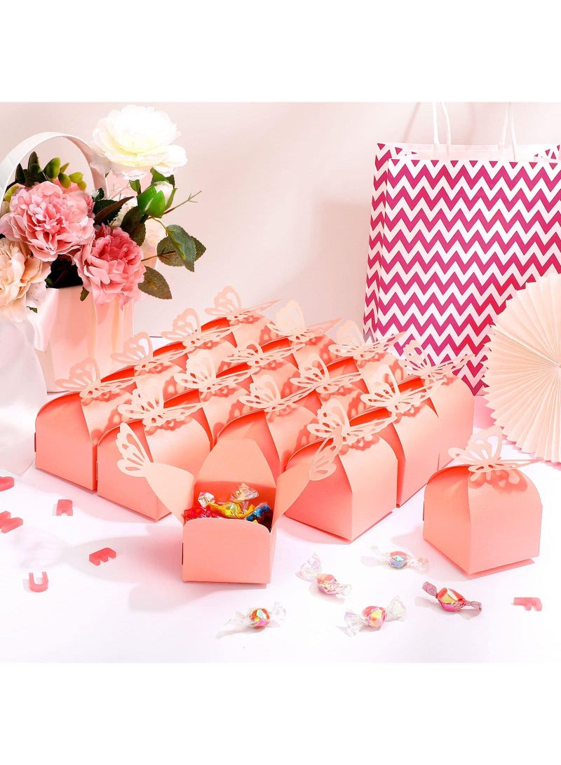 Sweet seven 50 صندوق هدايا على شكل فراشة وردية للفتيات لحفلات استقبال المواليد والزفاف وصناديق هدايا صغيرة للحفلات وزينة أعياد الميلاد - Image 1