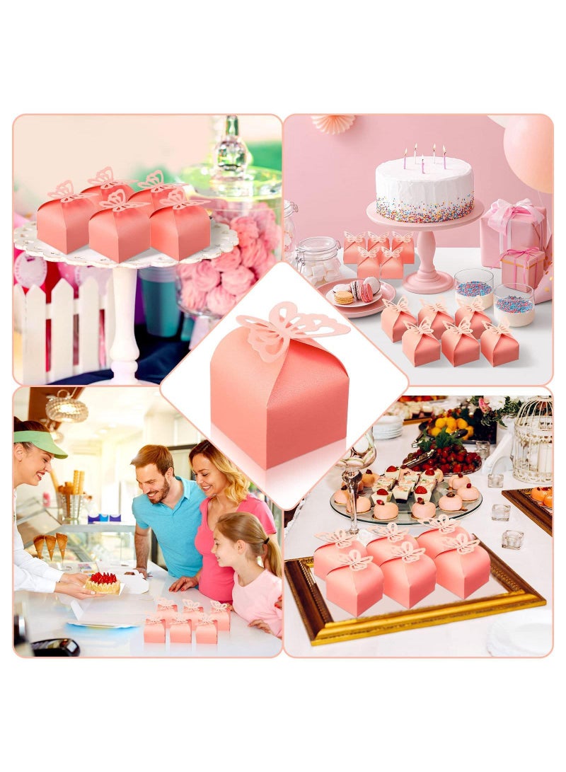 Sweet seven 50 صندوق هدايا على شكل فراشة وردية للفتيات لحفلات استقبال المواليد والزفاف وصناديق هدايا صغيرة للحفلات وزينة أعياد الميلاد - Image 2