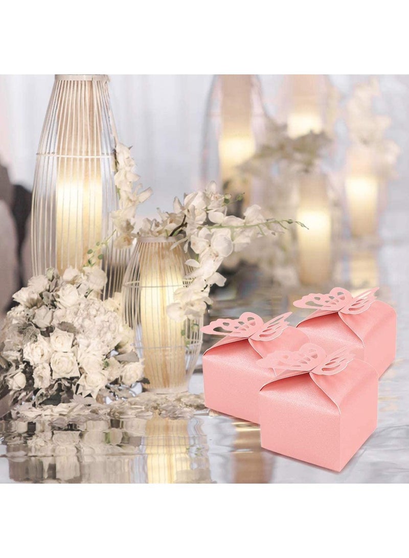 Sweet seven 50 صندوق هدايا على شكل فراشة وردية للفتيات لحفلات استقبال المواليد والزفاف وصناديق هدايا صغيرة للحفلات وزينة أعياد الميلاد - Image 5