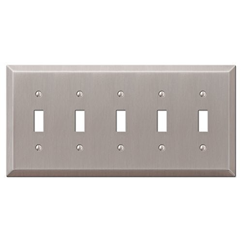 AMERELLE 163T5BN Century Quintuple Toggle Steel Wallplate in Brushed Nickel - Image 1