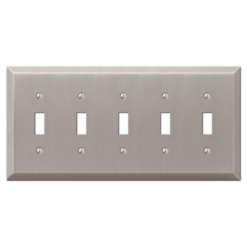 AMERELLE 163T5BN Century Quintuple Toggle Steel Wallplate in Brushed Nickel - Image 5