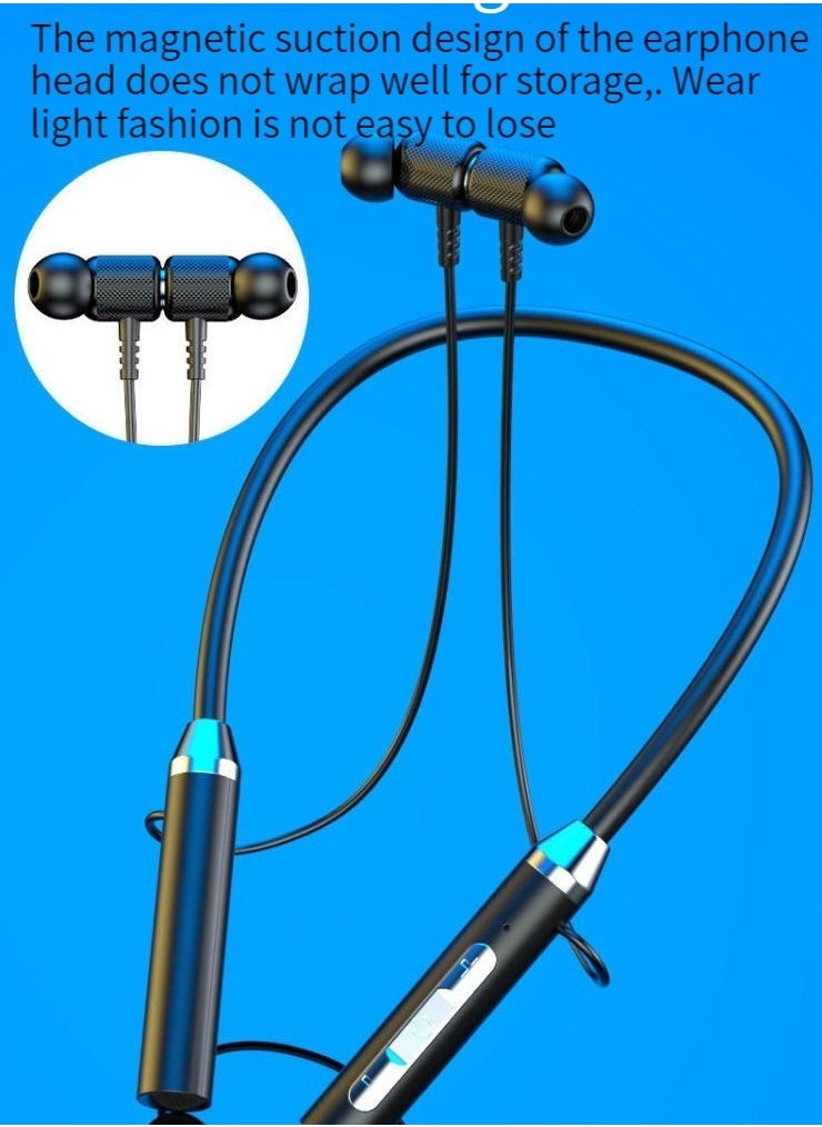 GELESE New wireless bluetooth earphone sports binaural in-ear neck hanging neck headset super long standby battery life (black)  - Image 5