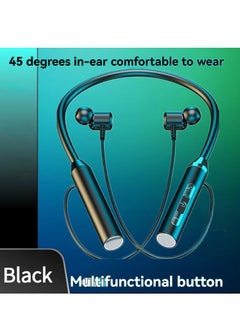 GELESE New wireless bluetooth earphone sports binaural in-ear neck hanging neck headset super long standby battery life (black)  - Image 1