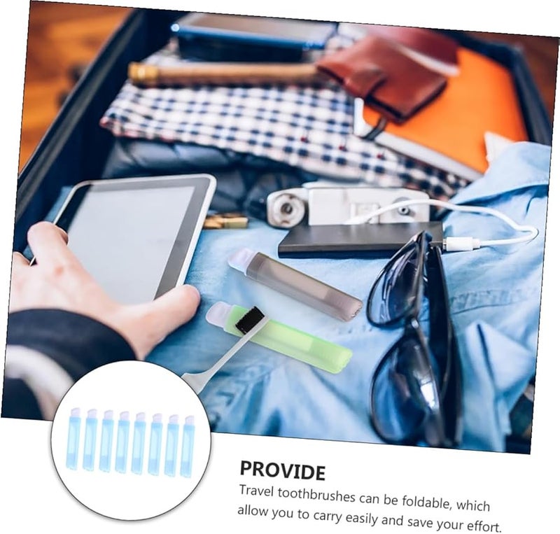 TIDTALEO 8 قطع مجموعة فرشاة أسنان قابلة للطي مع حافظة شعيرات ناعمة محمولة للتخييم ورحلات العمل - Image 4