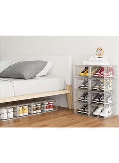 HOOKOR Shoe Storage Box, 6 Pack Shoe Box Clear Plastic Stackable, Shoe Storage with Magnetic Front Door, Sturdy Durable Plastic Shoe Organizer, Shoe Containers (Transparent,Front door))  - Image 5