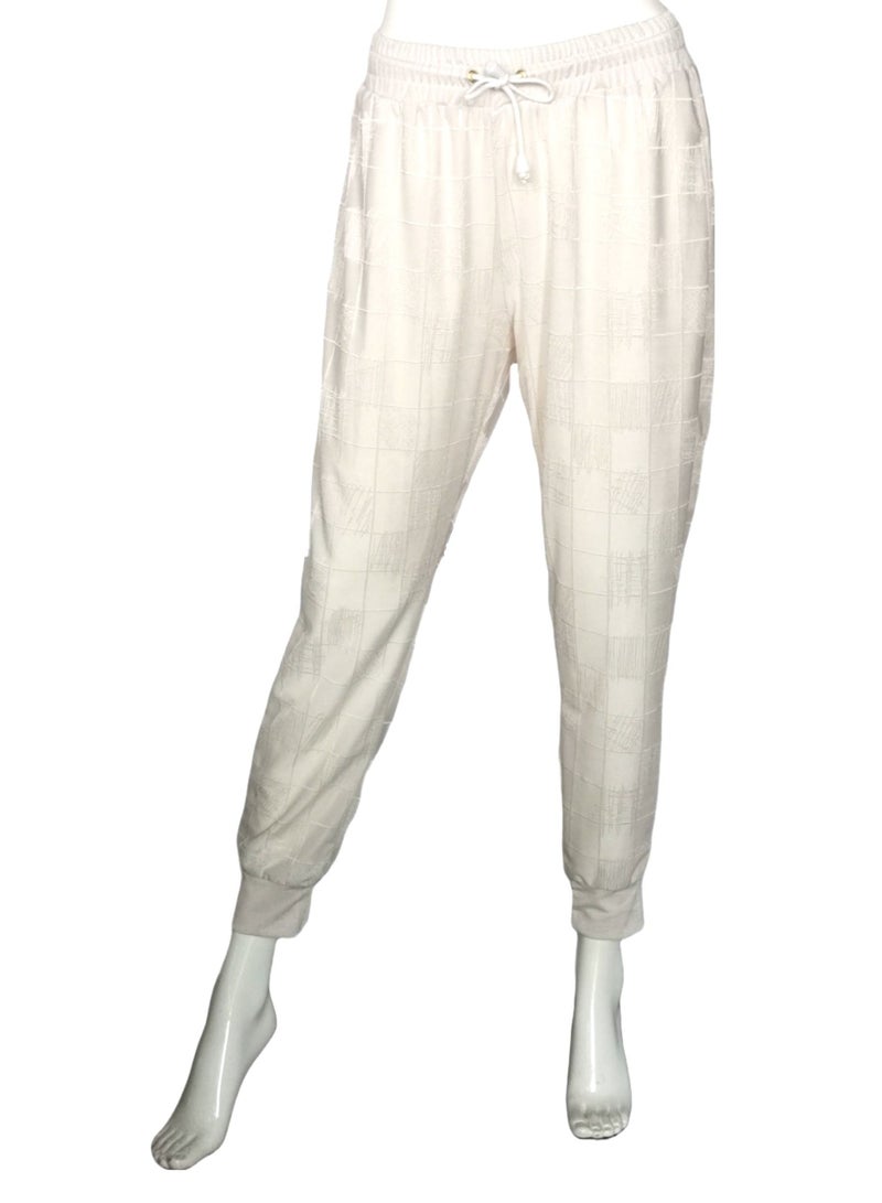 Sana'a Kayum Off White Jacquard Textured Track Pants - Image 3
