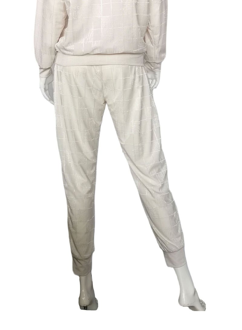 Sana'a Kayum Off White Jacquard Textured Track Pants - Image 2