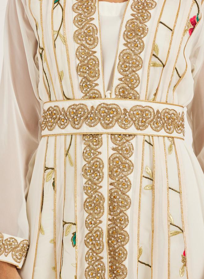 مكسيم كريشن قفطان مطرز بحزام - Image 4