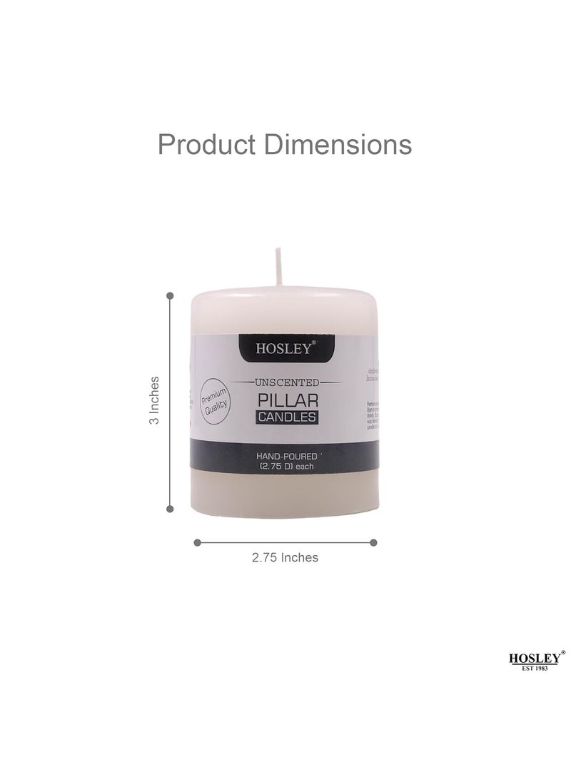Hosley - HOSLEY Unscented White Pillar Candles|Soy & Paraffin Wax Candles for Home Decor|Candles for Decoration|45 Hours Burn Time| Smokeless & Dripless|2.75 Inch Diameter|Pack of 2 (3 Inch Long Each) - Image 1